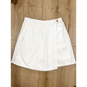 Vintage Real Comfort White Denim Wrap Skort 14 Cotton Mini Skirt Shorts 30